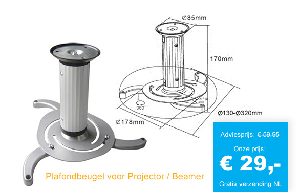123 Dagaanbieding - Plafondbeugel Voor Projector / Beamer 123 Dagaanbieding - Plafondbeugel Voor Projector / Beamer