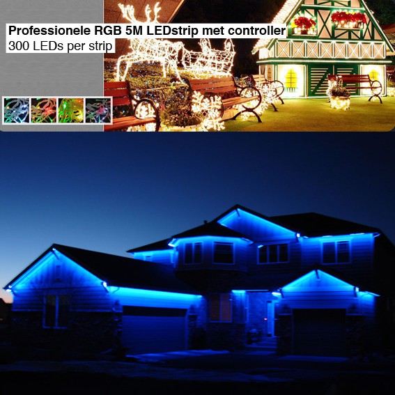 123 Dagaanbieding - Professionele Rgb 5M Ledstrip Met Controller 300 Leds Per Strip