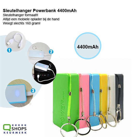 123 Dagaanbieding - Sleutelhanger Powerbank 4400Mah