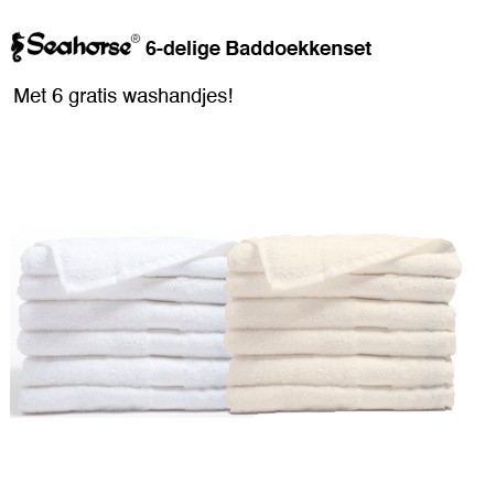 123 Dagaanbieding - Superzachte En Lekker Grote Seahorse 6-Delige Baddoekenset 50X100 Cm