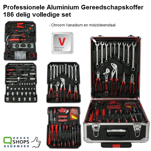 123 Dagaanbieding - Tectake Aluminium Professionele Gereedschapskoffer 186 Delig