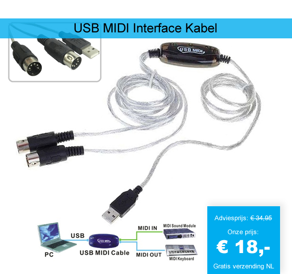 123 Dagaanbieding - Usb Midi Interface Kabel