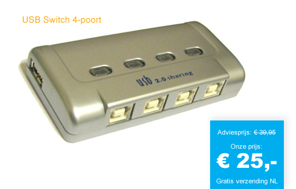 123 Dagaanbieding - Usb Switch 4-Poort