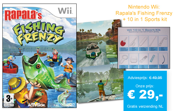 123 Dagaanbieding - Wii: Rapala's Fishing Frenzy + 10 In 1 Kit 123 Dagaanbieding - Wii: Rapala's Fishing Frenzy + 10 In 1 Kit