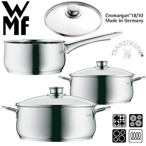 123 Dagaanbieding - Wmf Diadem Plus Pannen Set Van 3 Pannen Met Transtherm-bodem