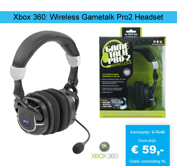123 Dagaanbieding - Xbox 360: Wireless Gametalk Pro2 Headset 123 Dagaanbieding - Xbox 360: Wireless Gametalk Pro2 Headset
