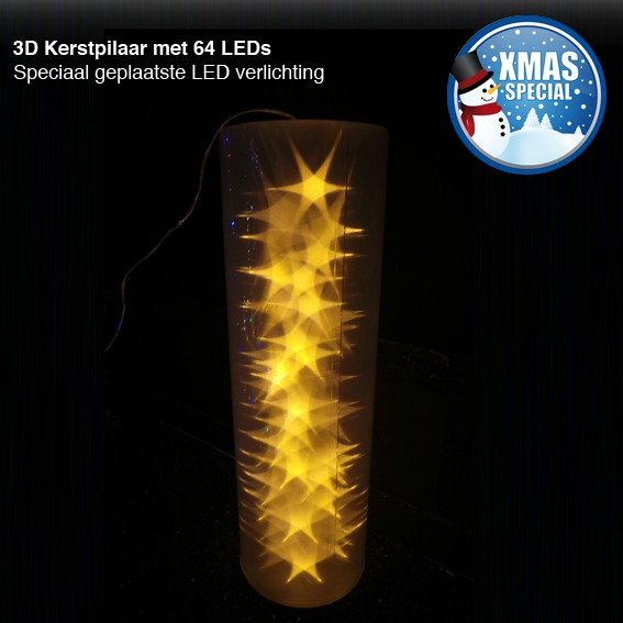 123 Dagaanbieding - Xmas Special 3D Kerstpilaar Met 64 Leds