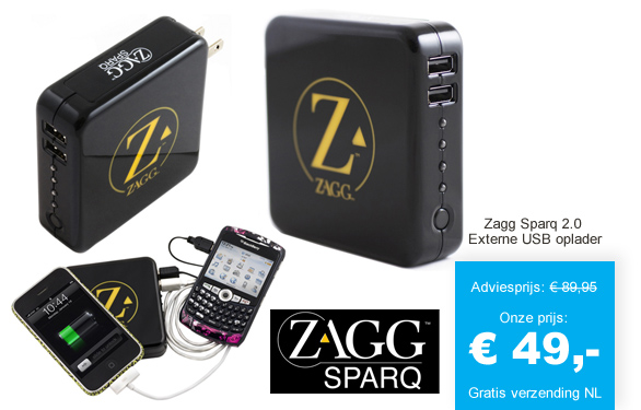 123 Dagaanbieding - Zagg Sparq 2.0 Externe Usb Accu 6000Mah