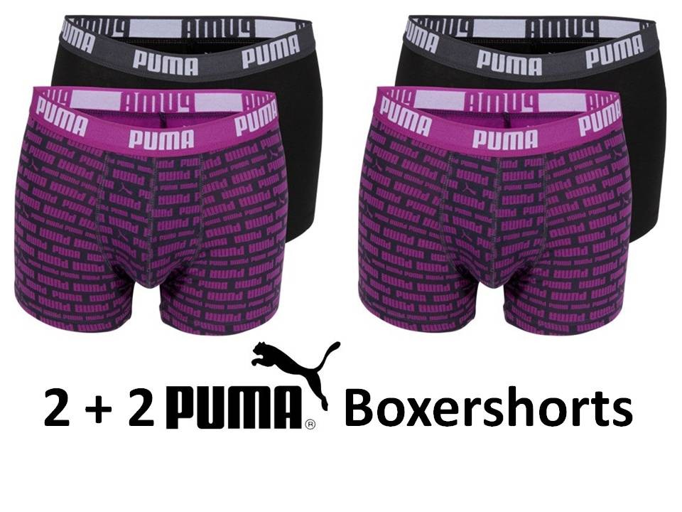 Een Dag Actie - 2 X 2 Puma Boxershorts Paars-zwart