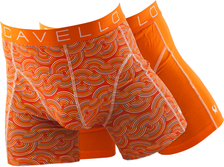 Een Dag Actie - 2-Pack Cavello Boxershorts Oranje Print-uni