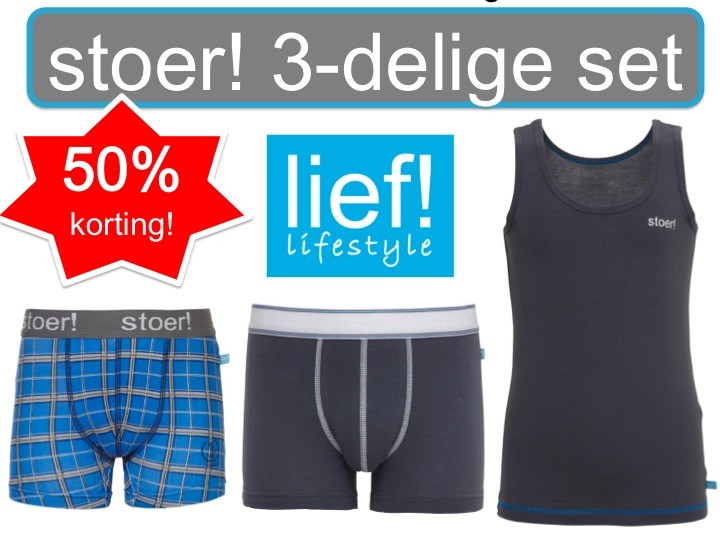Een Dag Actie - 3-Delige Set Jongens Ondermode Stoer! Een Dag Actie - 3-Delige Set Jongens Ondermode Stoer!