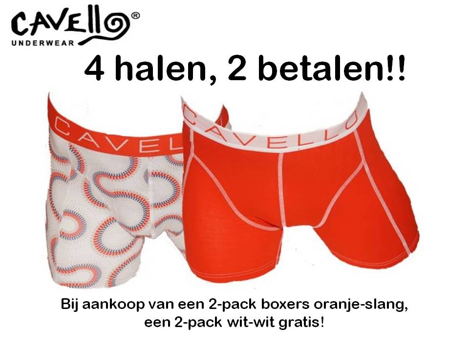 Een Dag Actie - 4 Boxershorts Cavello Oranje Slang+wit Een Dag Actie - 4 Boxershorts Cavello Oranje Slang+wit