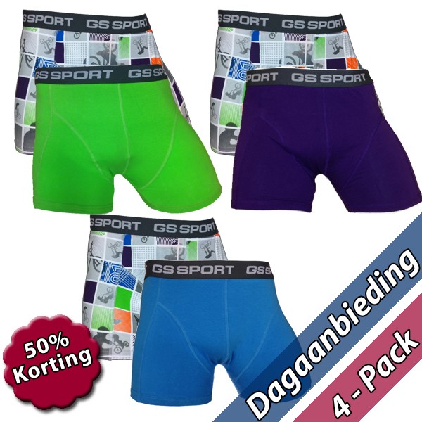 Een Dag Actie - 4 Boxershorts Gs-sport Cross Een Dag Actie - 4 Boxershorts Gs-sport Cross
