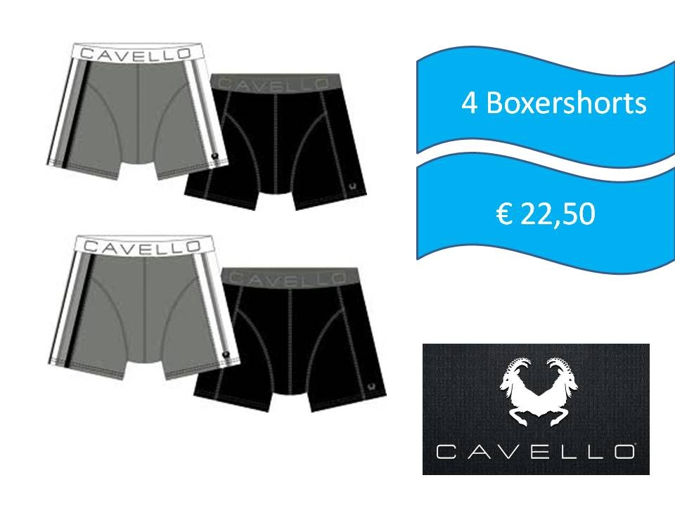 Een Dag Actie - 4 Cavello Boxershorts, Grijs / Zwart Een Dag Actie - 4 Cavello Boxershorts, Grijs / Zwart