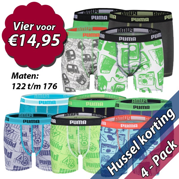 Een Dag Actie - 4 Jongens Boxershorts Puma Husselpakket