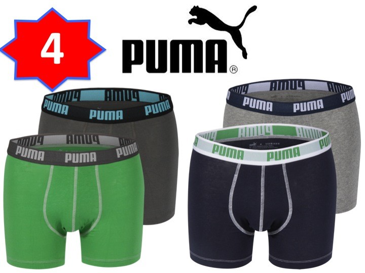 Een Dag Actie - 4 Puma Black-green Boxershorts Een Dag Actie - 4 Puma Black-green Boxershorts