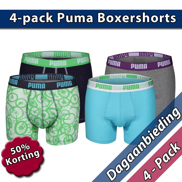 Een Dag Actie - 4 Puma Blauw-grijs 388 Boxershorts Dagactie