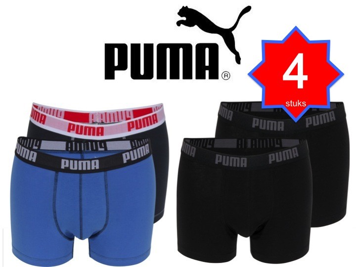 Een Dag Actie - 4 Puma Blue-black Boxershorts Een Dag Actie - 4 Puma Blue-black Boxershorts