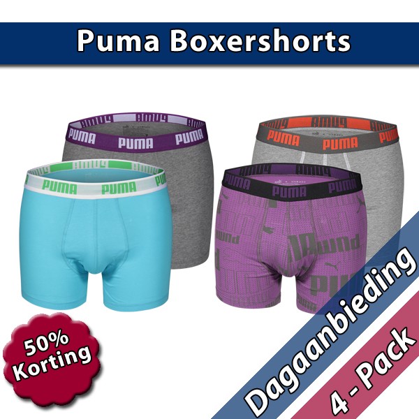 Een Dag Actie - 4 Puma Boxershorts Blue-grey-purple Een Dag Actie - 4 Puma Boxershorts Blue-grey-purple