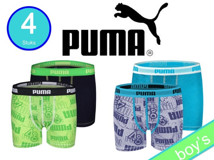 Een Dag Actie - 4 Puma Boys Boxershorts Fortyeight Een Dag Actie - 4 Puma Boys Boxershorts Fortyeight