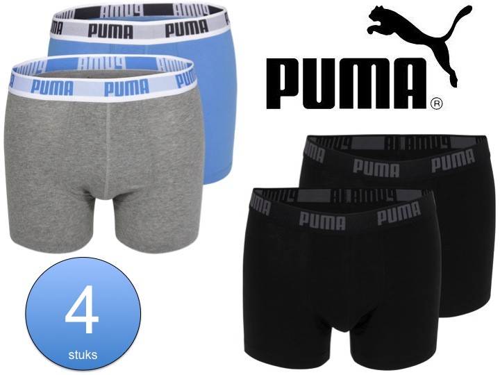 Een Dag Actie - 4 Puma Grey-black Boxershorts Een Dag Actie - 4 Puma Grey-black Boxershorts