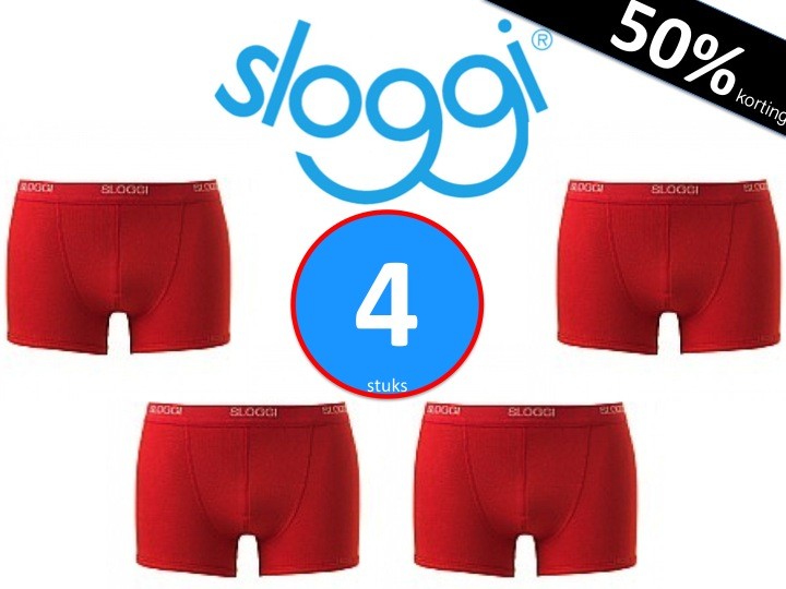 Een Dag Actie - 4 Sloggi Men Basic Short Rood Een Dag Actie - 4 Sloggi Men Basic Short Rood