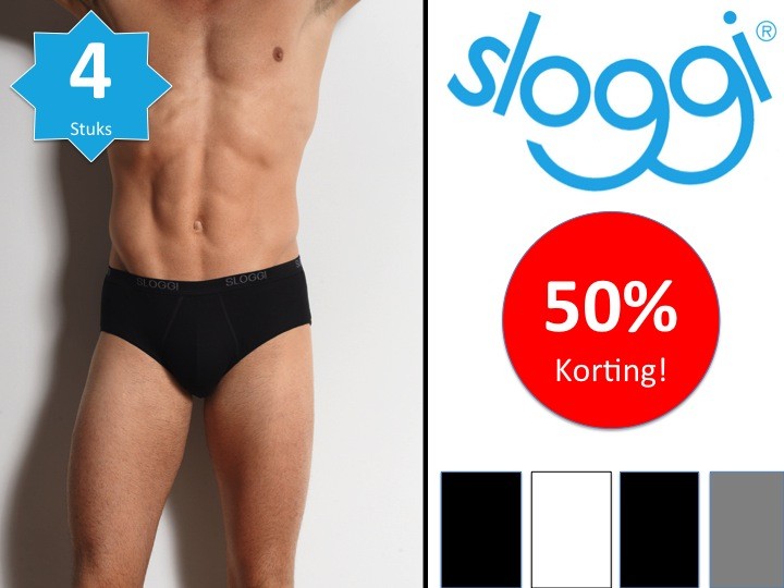 Een Dag Actie - 4 Sloggi Men Midi Zw-wit-gr