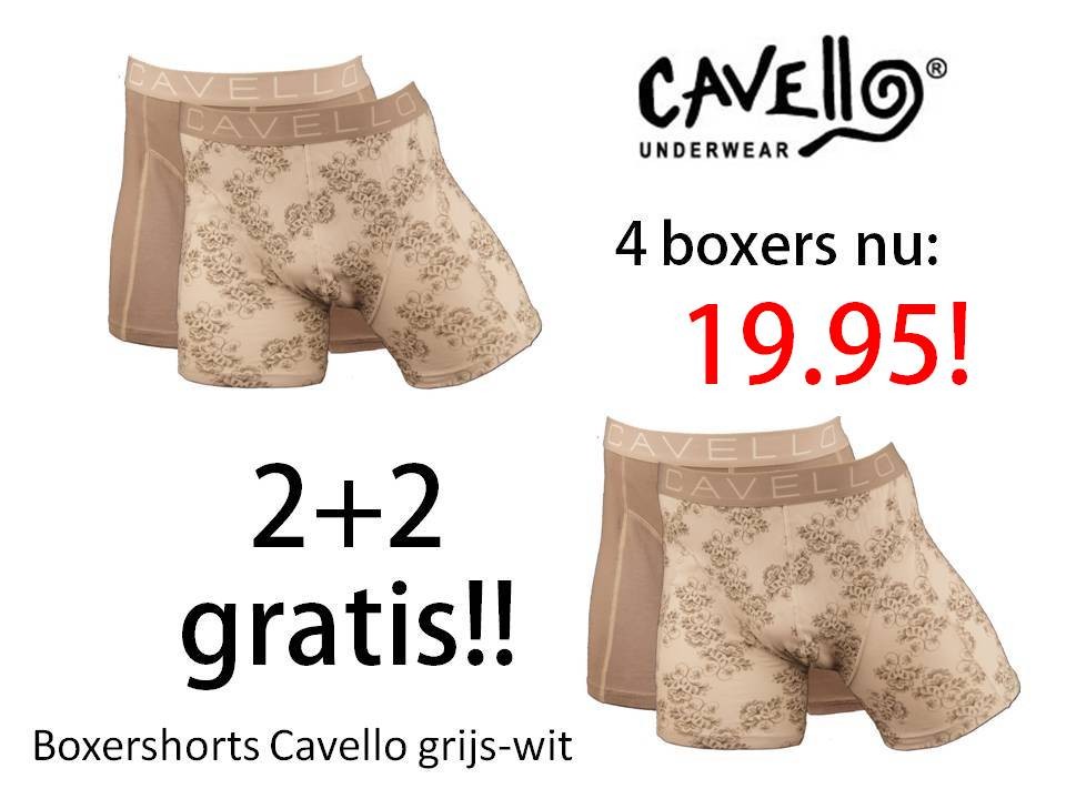Een Dag Actie - 4 X Boxershort Cavello Grijs-wit Aop Een Dag Actie - 4 X Boxershort Cavello Grijs-wit Aop