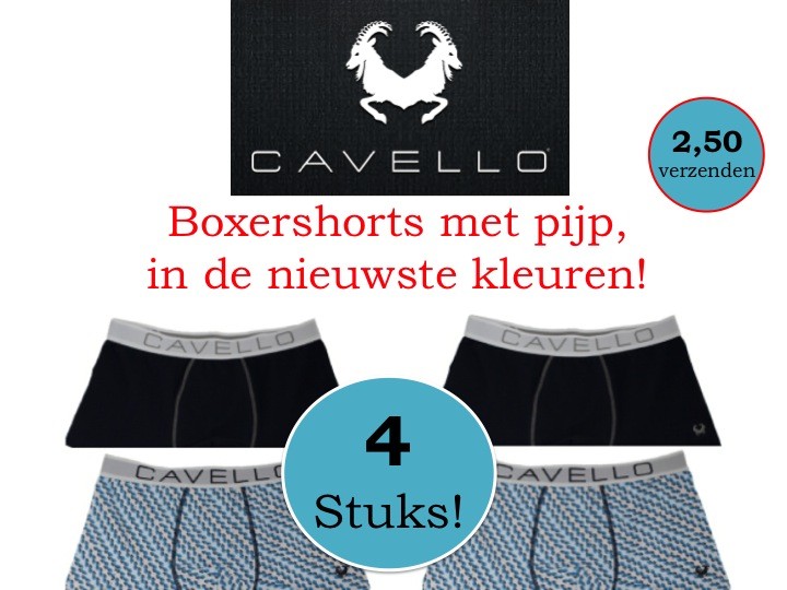Een Dag Actie - 4 X Boxershort Cavello Marine-aqua Een Dag Actie - 4 X Boxershort Cavello Marine-aqua