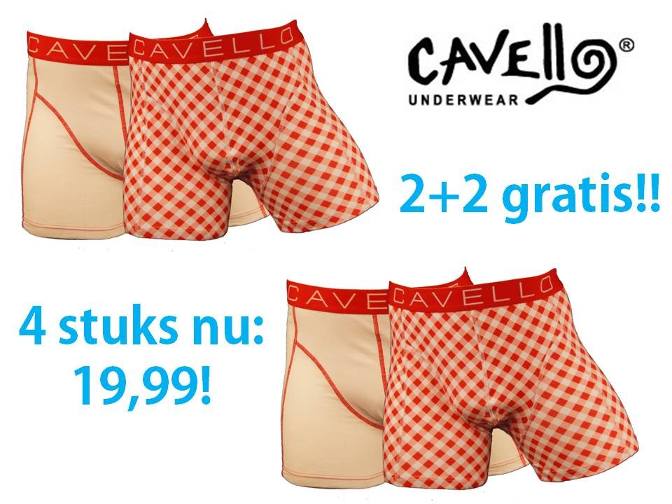 Een Dag Actie - 4 X Boxershort Cavello Rood/roze/wit