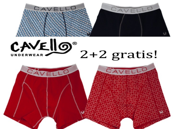 Een Dag Actie - 4 X Boxershort Cavello Rood-marine Een Dag Actie - 4 X Boxershort Cavello Rood-marine