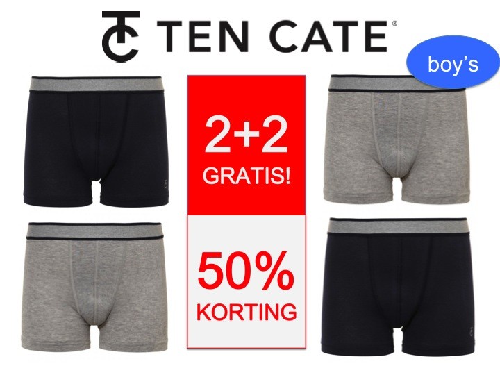 Een Dag Actie - 4 X Ten Cate Jongensshort Marine En Grijs