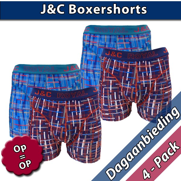 Een Dag Actie - 4-Boxershorts Jc Donker Blauw, Turqoise. Een Dag Actie - 4-Boxershorts Jc Donker Blauw, Turqoise.