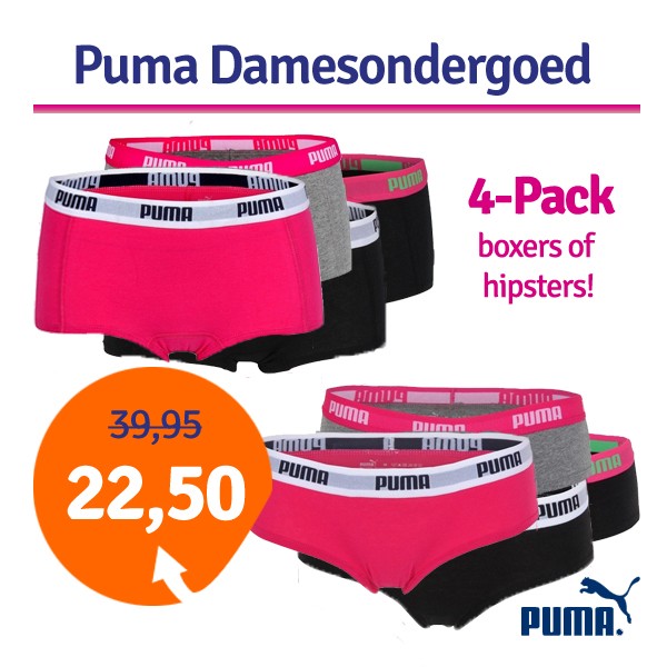 Een Dag Actie - 4-Pack Puma Damesondergoed