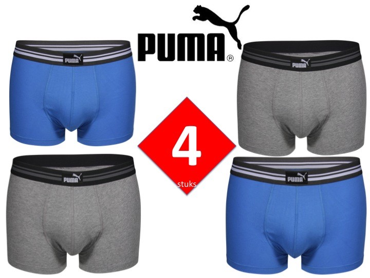 Een Dag Actie - 4X Boxershorts Puma Uni Blauw-grijs