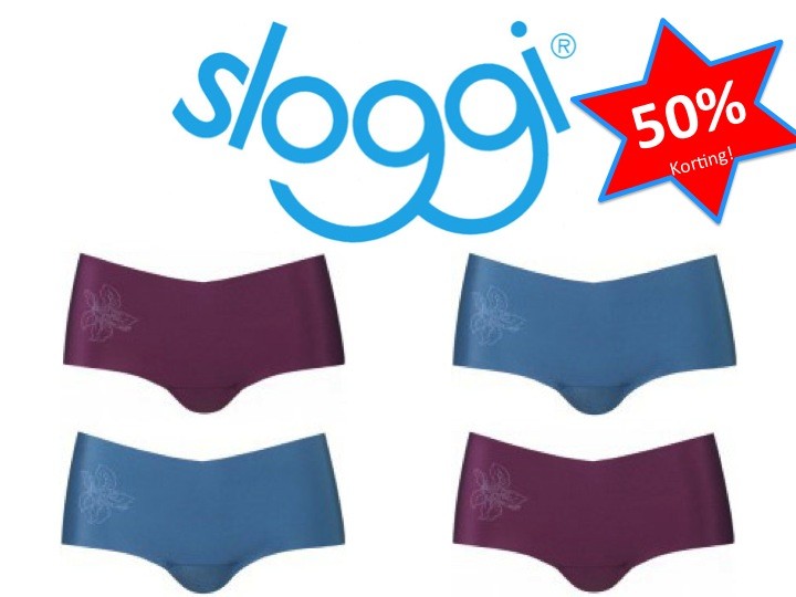 Een Dag Actie - 4X Sloggi Light Short Blue/aubergine