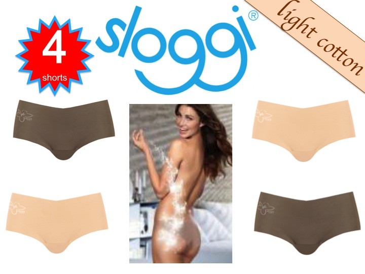 Een Dag Actie - 4X Sloggi Short Light Cotton Havana Brown En Taupe