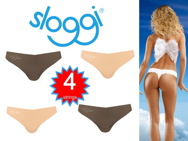 Een Dag Actie - 4X Sloggi String Light Cotton Havana Brown En Taupe Een Dag Actie - 4X Sloggi String Light Cotton Havana Brown En Taupe