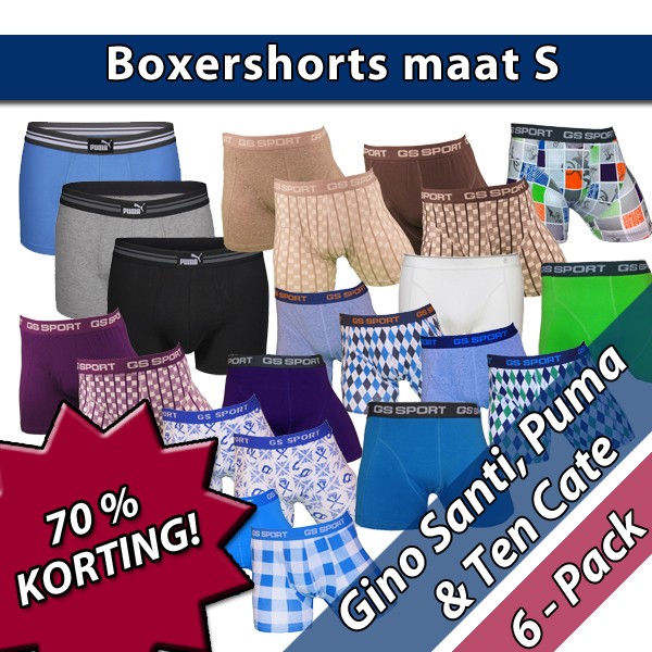 Een Dag Actie - 6 Boxershorts Maat S