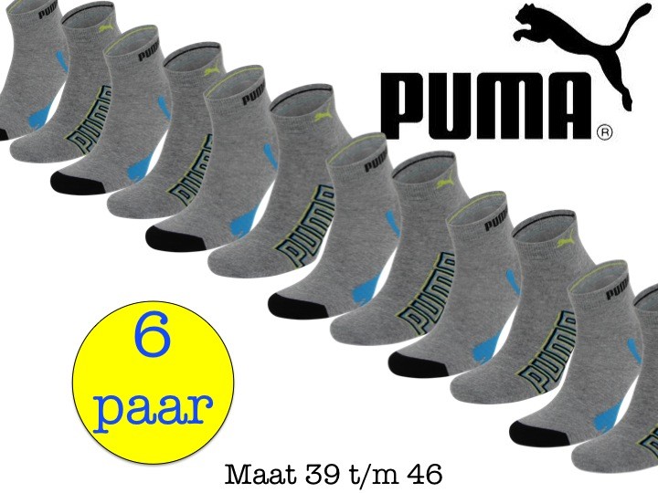 Een Dag Actie - 6 Paar Puma Sokken Quarter Grijs