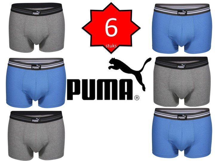 Een Dag Actie - 6X Boxershorts Puma Uni Blauw-grijs