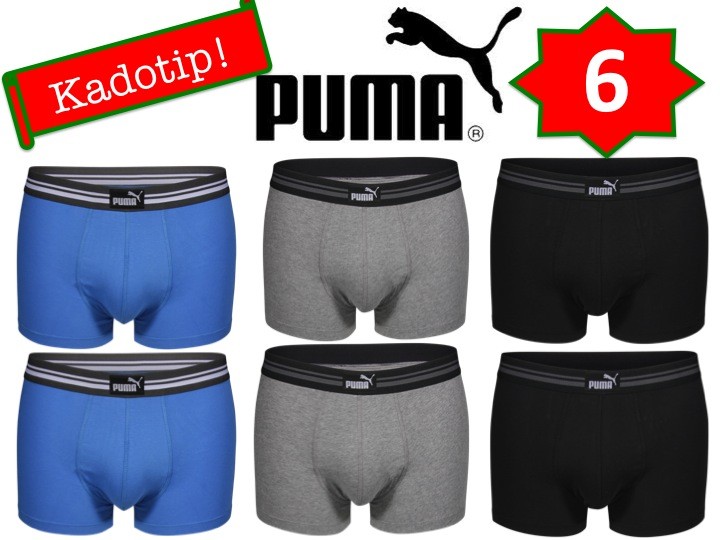 Een Dag Actie - 6X Boxershorts Puma Uni Zwart-blauw-grijs Maat S