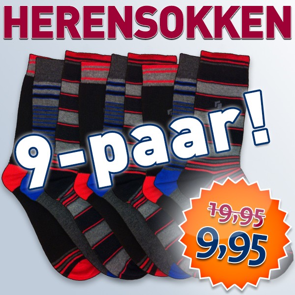 Een Dag Actie - 9-Paar Herensokken Een Dag Actie - 9-Paar Herensokken