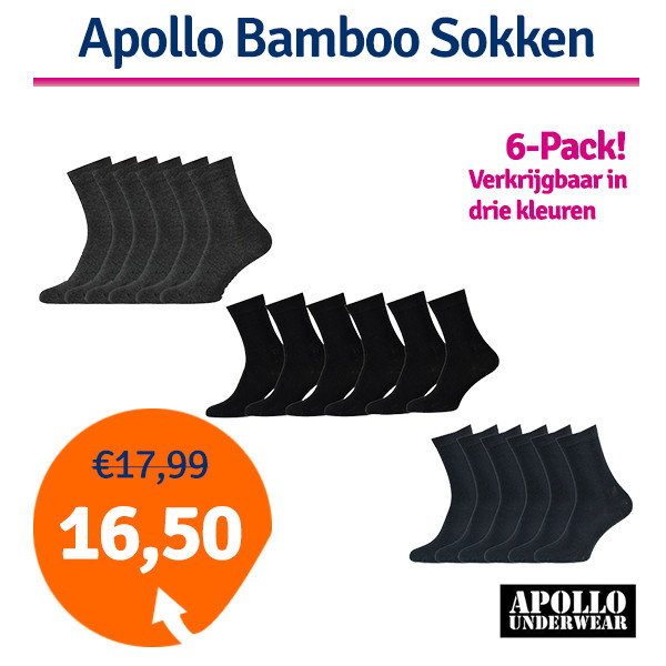 Een Dag Actie - Apollo Sokken Bamboo 6-Pack - Verkrijgbaar In 3 Kleuren Een Dag Actie - Apollo Sokken Bamboo 6-Pack - Verkrijgbaar In 3 Kleuren