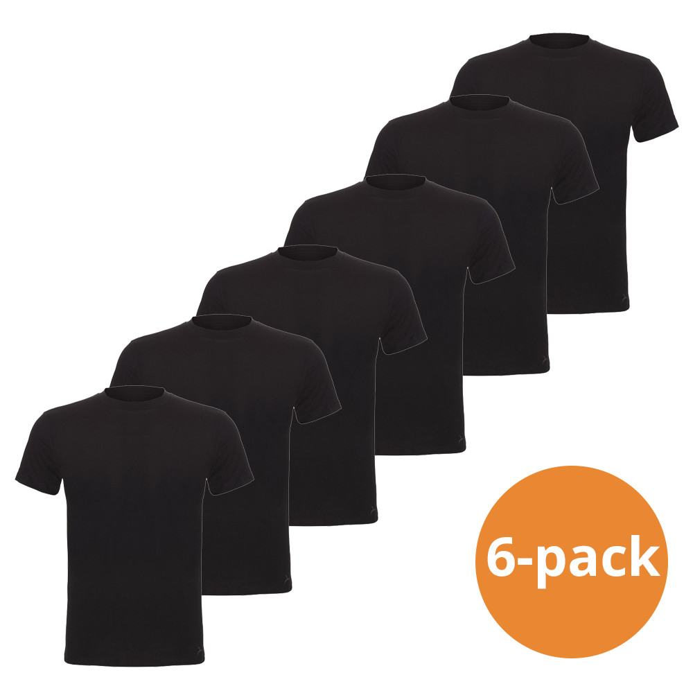 Een Dag Actie - Cavello Basic T-Shirts Zwart Ronde Hals 6-Pack