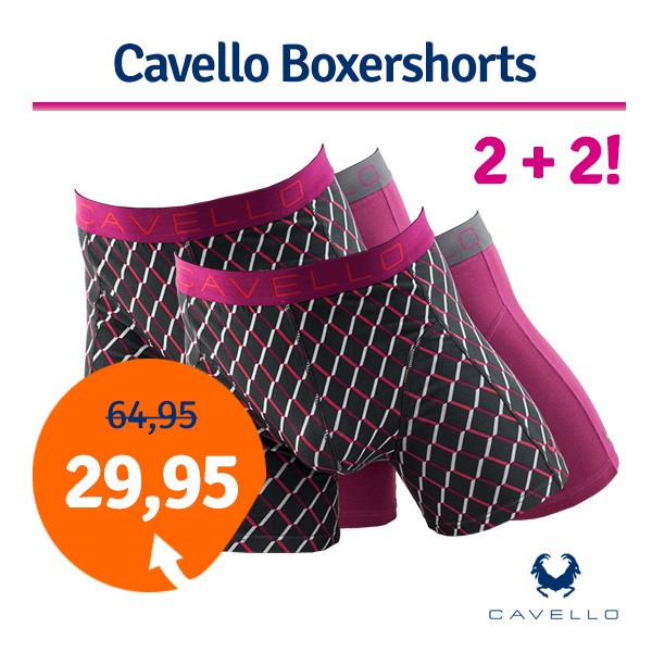 Een Dag Actie - Cavello Boxershorts 4 Pack Paars Print