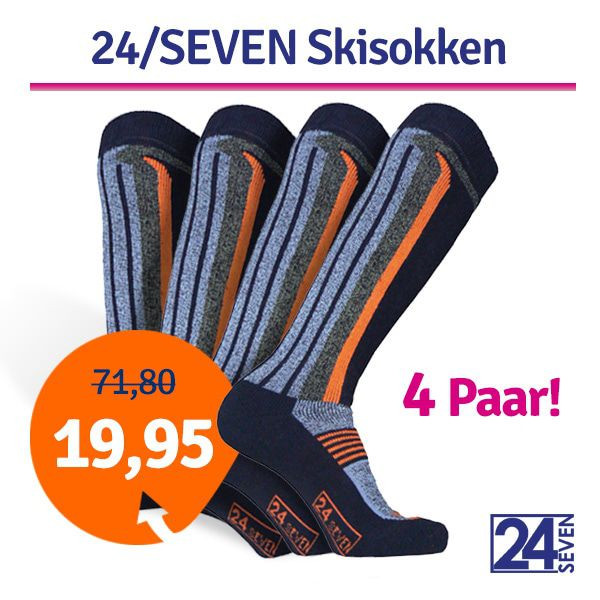 Een Dag Actie - Dagaanbieding 24-Seven Skisokken 4 Paar Een Dag Actie - Dagaanbieding 24-Seven Skisokken 4 Paar