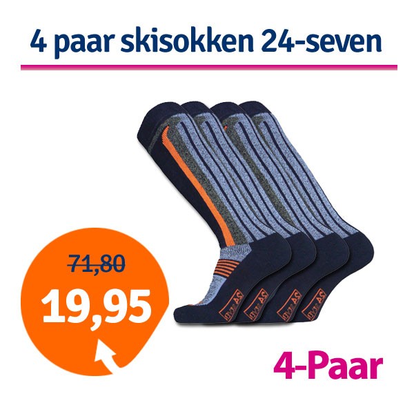 Een Dag Actie - Dagaanbieding 4 Paar Skisokken 24-Seven