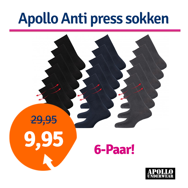 Een Dag Actie - Dagaanbieding Apollo Anti Press Sokken Een Dag Actie - Dagaanbieding Apollo Anti Press Sokken