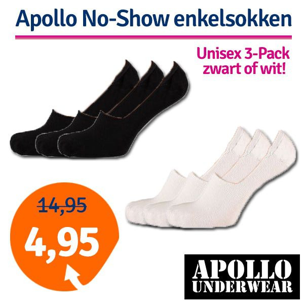 Een Dag Actie - Dagaanbieding Apollo No-Show Enkelsokken 3-Pack